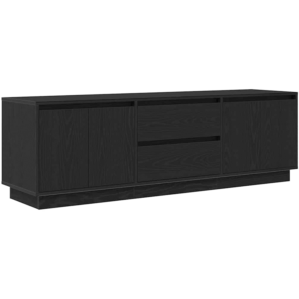 vidaXL 4 Door 2 Drawer Black TV Cabinet with LED Lights Image 3