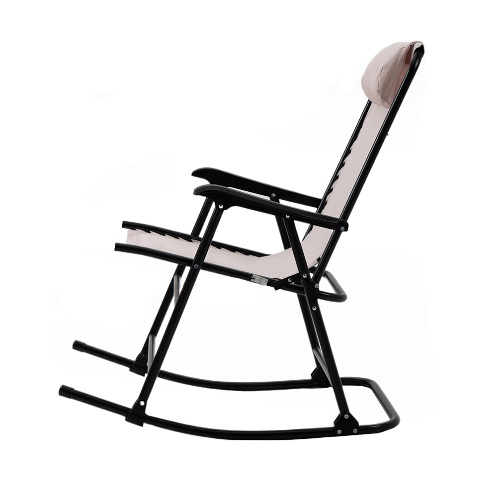 Outsunny Beige Zero Gravity Folding Rocking Chair Image 3