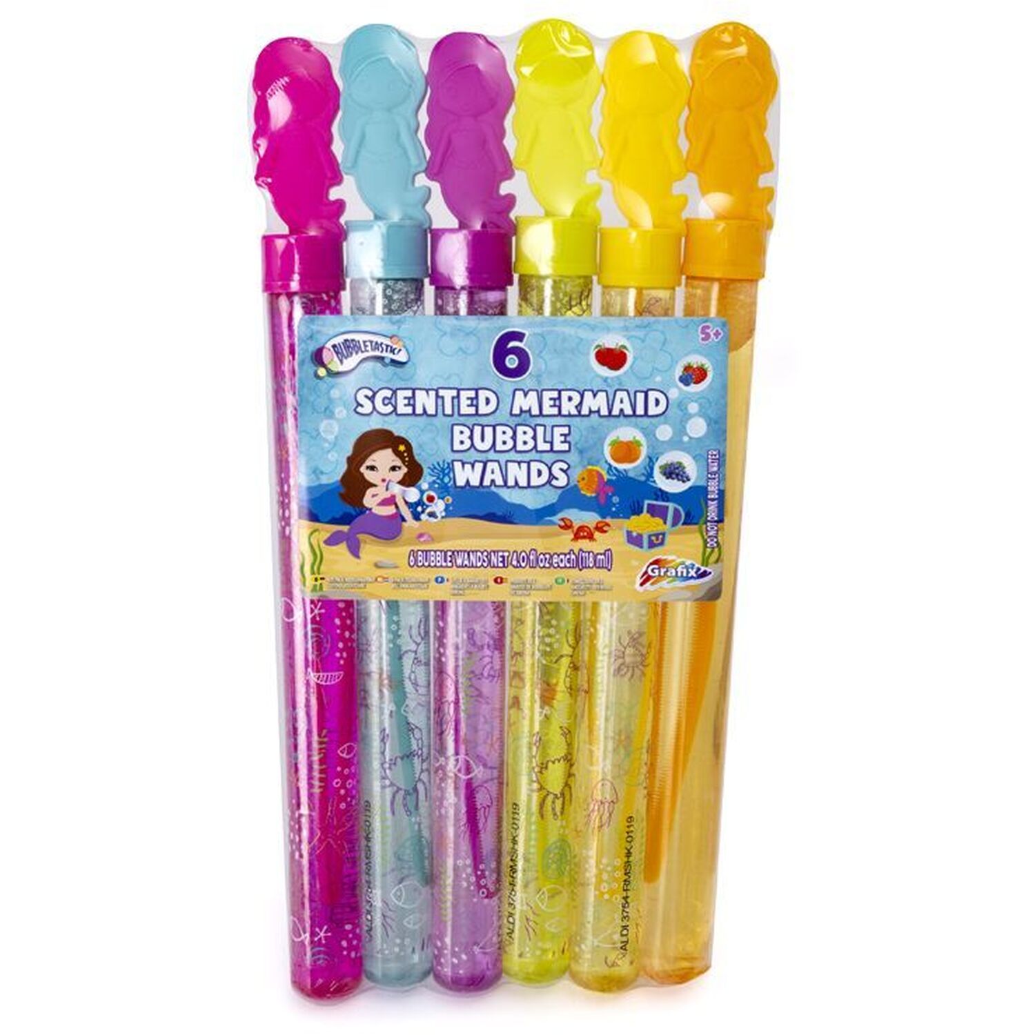 Pack of 6 Mermaid/Dinosaur Scented Bubble Wands Image 1