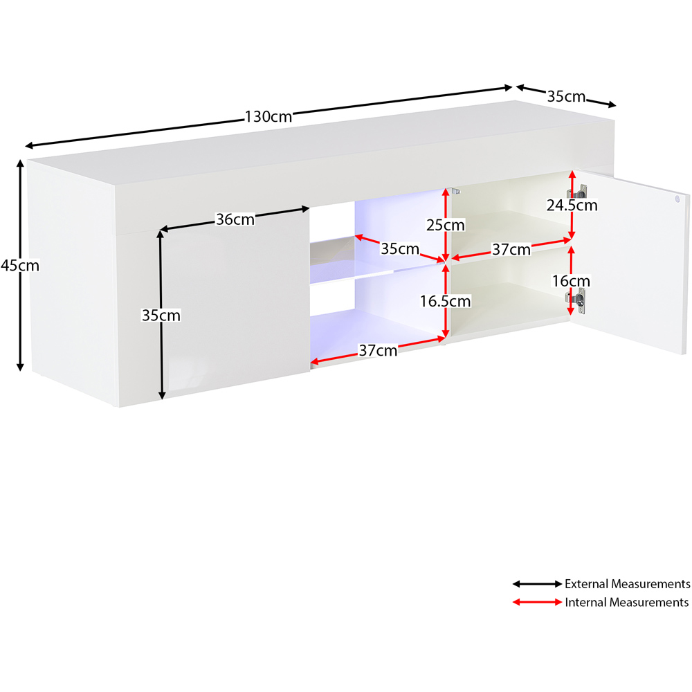 Vida Designs Eclipse 2 Door White LED TV Unit | Wilko