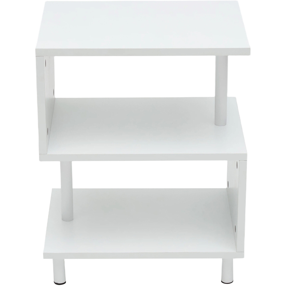 Living and Home 2 Shelf White S-Shaped Side Table Image 2
