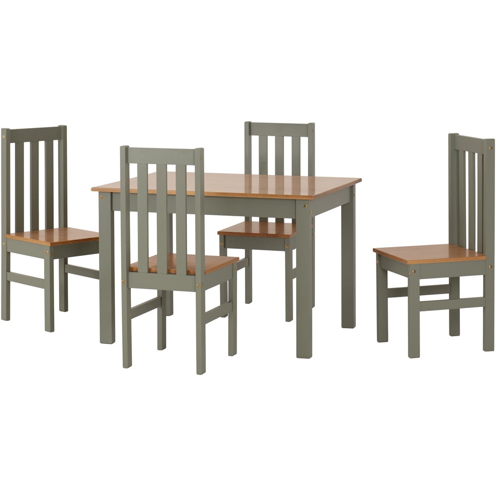 Seconique Ludlow Oak Effect 4 Seater Dining Table Set Green Image 2
