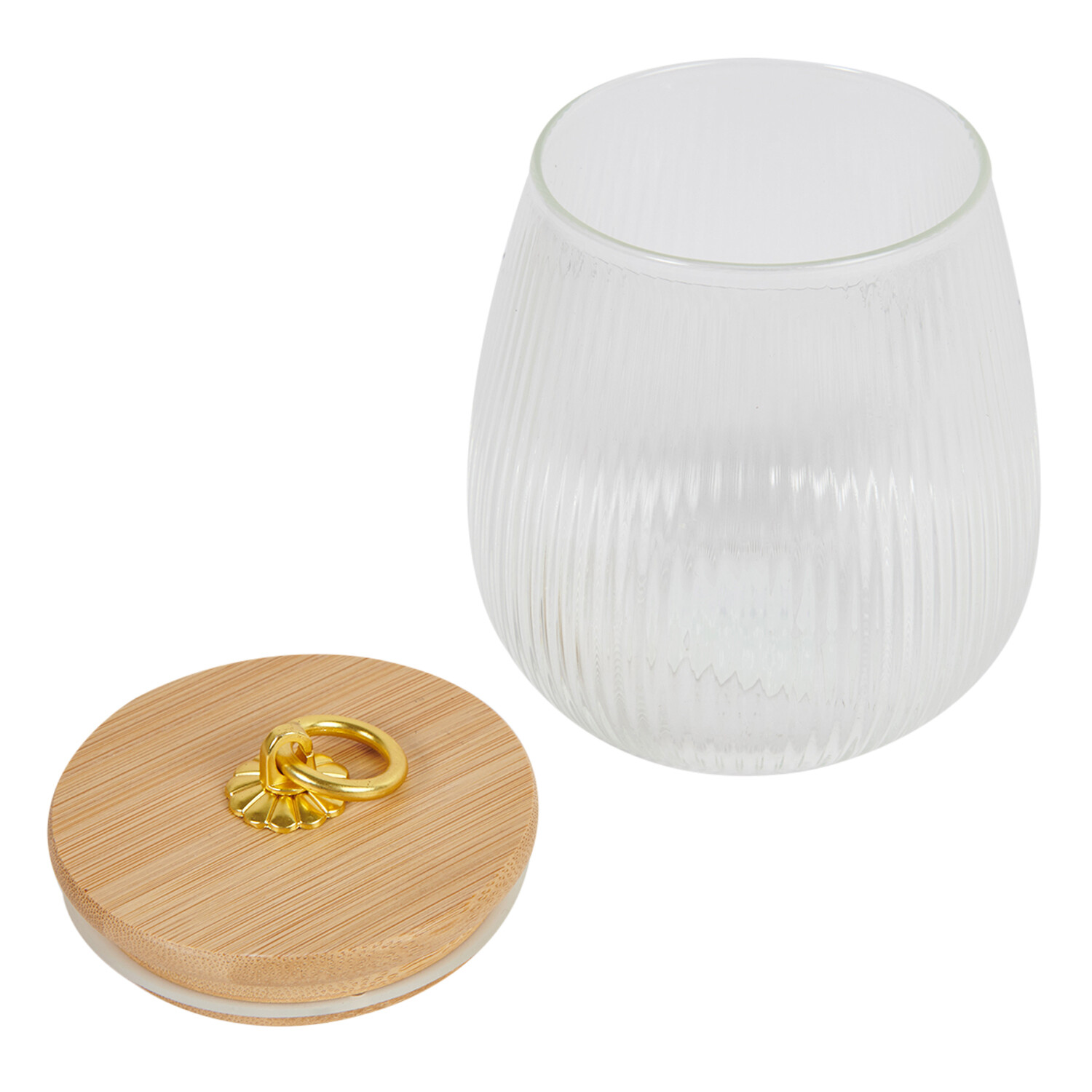 Gold Bamboo Lid Jar 750ml - Clear and Gold Image 4