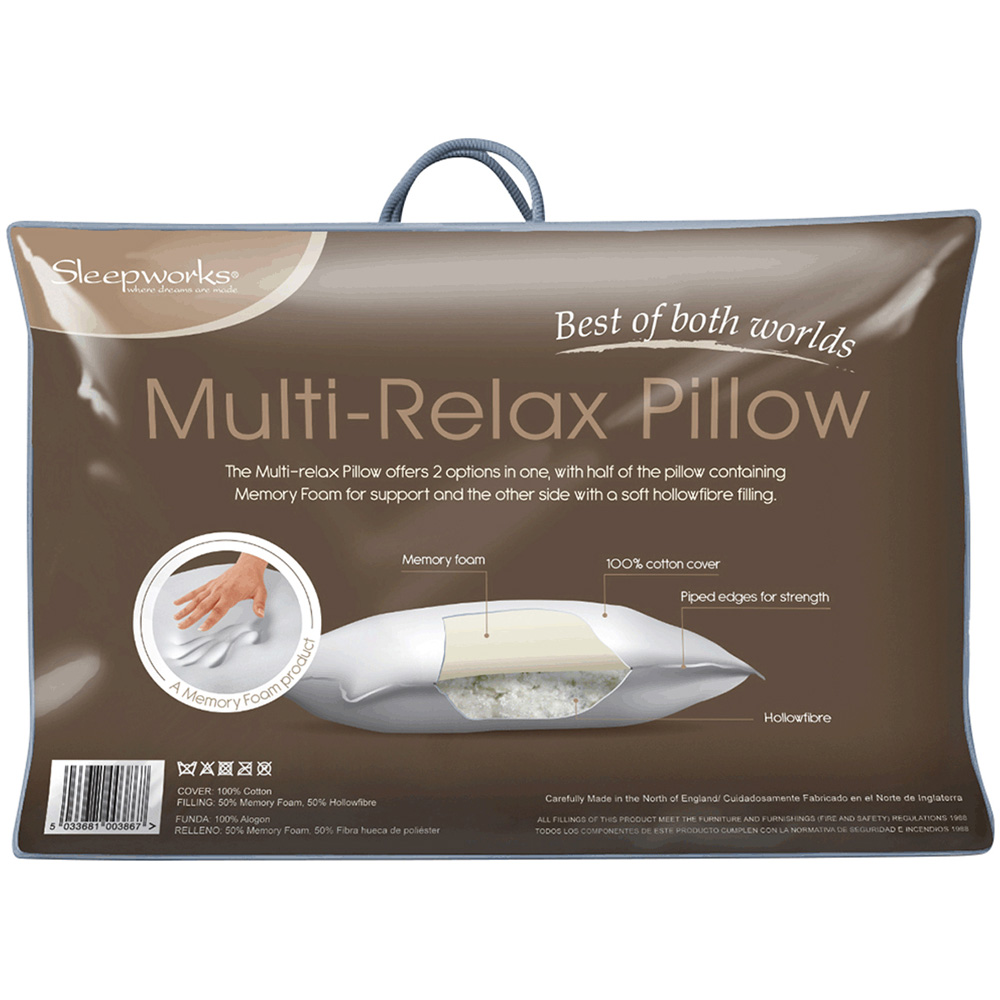 Sleepworks Multi Relax White Pillow 73 x 48cm Image