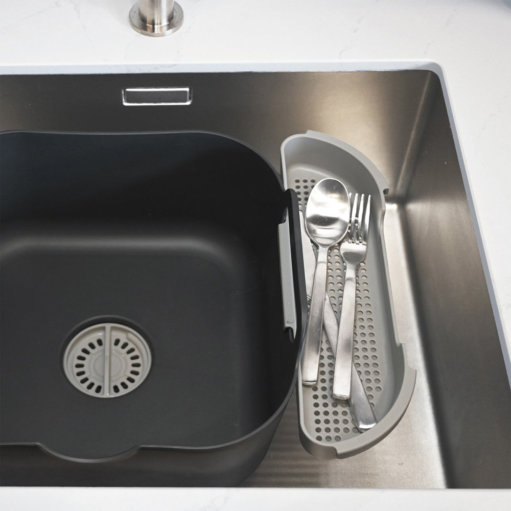 ReBorn Dark Grey Large Washing Up Bowl with Removable Multipurpose Drainer 9L Image 5
