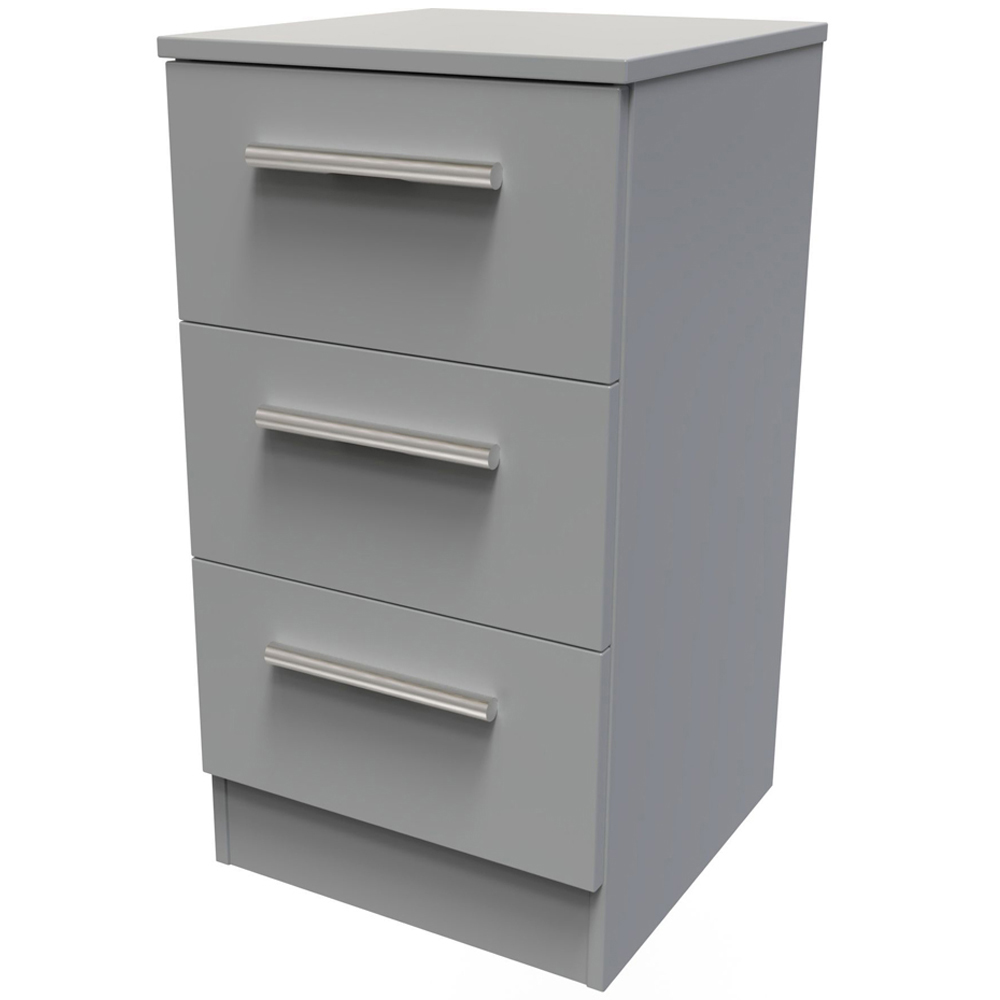 Crowndale Contrast 3 Drawer Dusk Grey Bedside Cabinet Ready Assembled Image 3