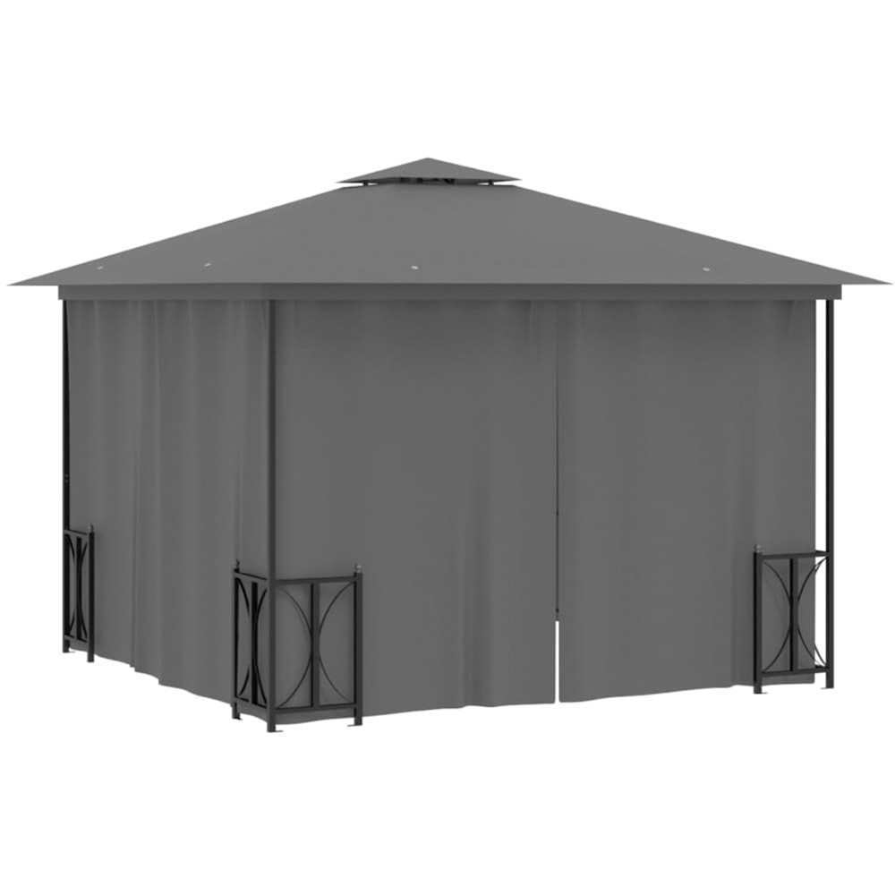 vidaXL 3 x 3m Anthracite Double Tier Roof Gazebo with Sidewalls Image 4