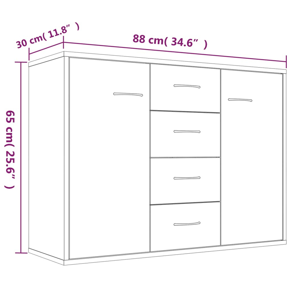 vidaXL 2 Door 4 Drawer Smoked Oak Sideboard Image 7