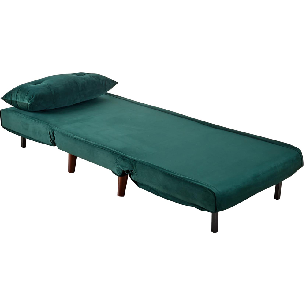 Home Source Morella Single Seater Green Velvet Folding Sofa Bed with Pillow Image 8