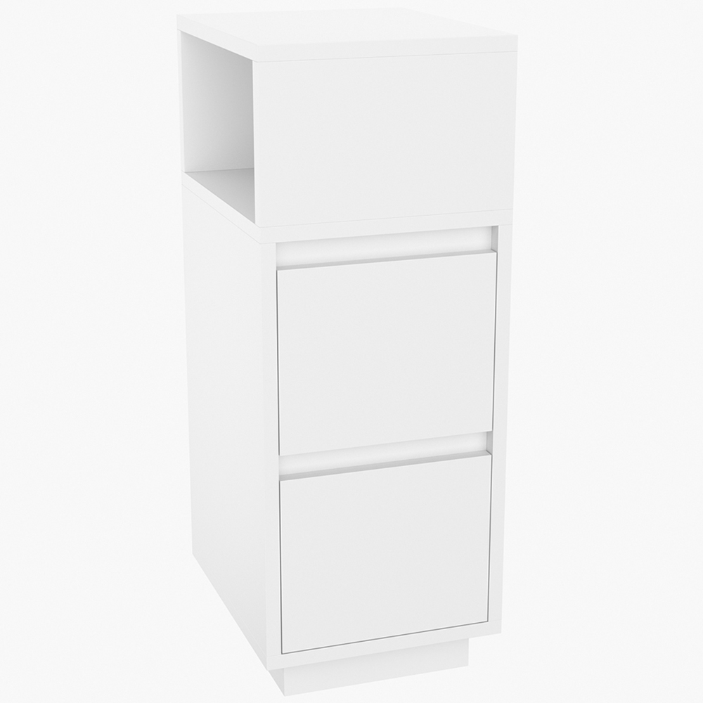 Living and Home 2 Drawer White Bedside Table Image 2