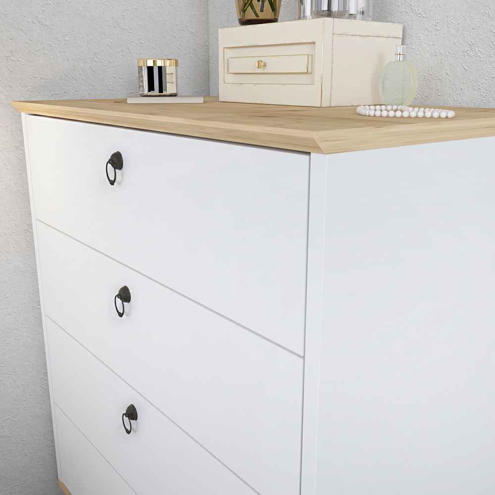 Decorotika Sahra 4 Drawer White and Oak Chest of Drawers Image 4