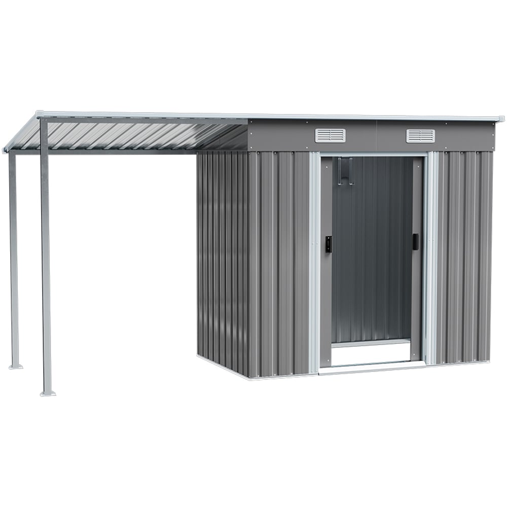 Living and Home 6.4 x 3.9ft Outdoor Metal Storage Shed with Lean To Image 3
