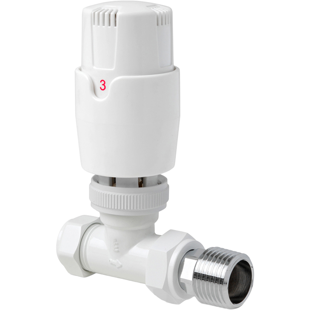 Go Bathrooms White Straight Thermostatic Radiator Valve Image 3