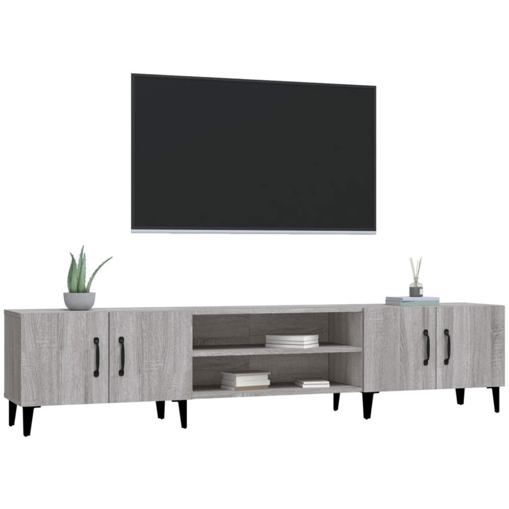 vidaXL 4 Door 2 Shelf Grey Sonoma TV Cabinet Image 3