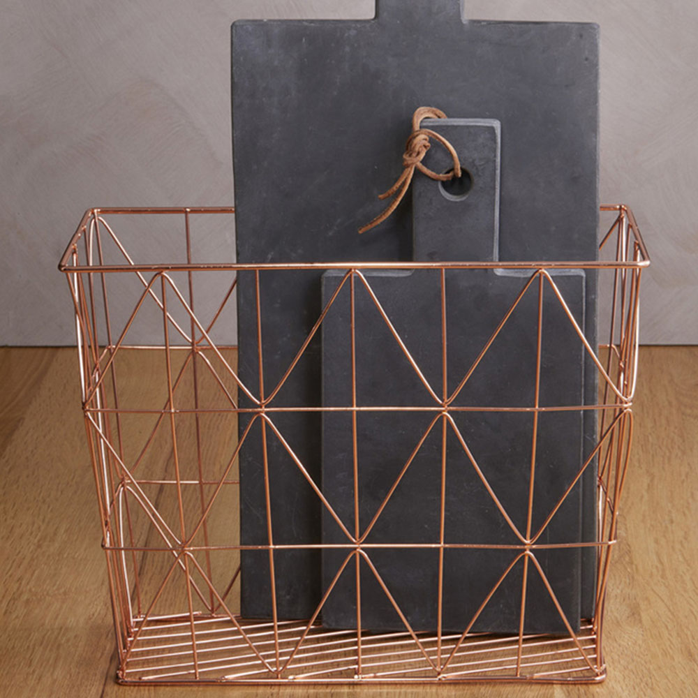 Premier Housewares Vertex Copper Cross Design Wire Basket Image 2