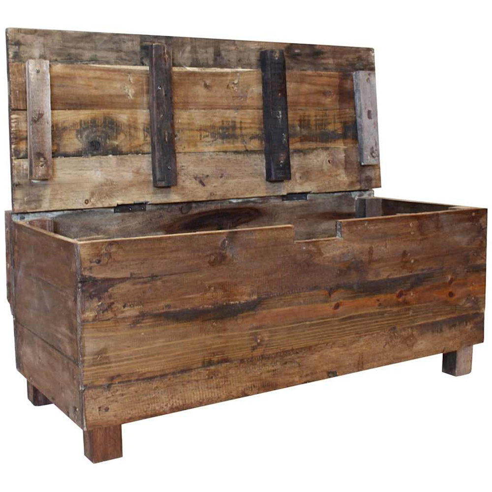 vidaXL 2 Seater Brown Reclaimed Wood Bench with Storage Image 4