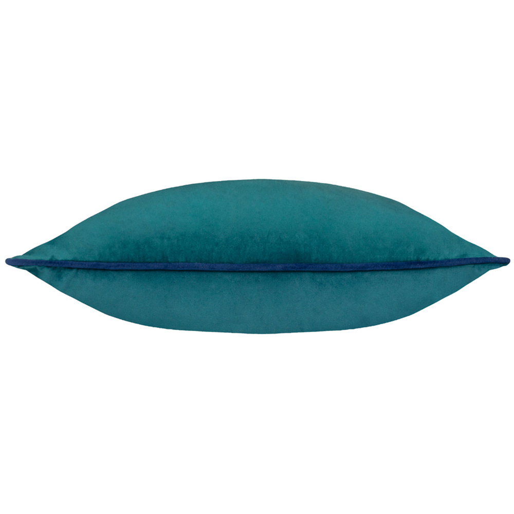 Paoletti Meridian Teal Navy Velvet Cushion Image 2