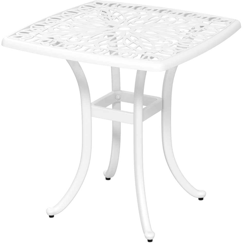 Outsunny Bistro Table with Umbrella Hole White Image 2