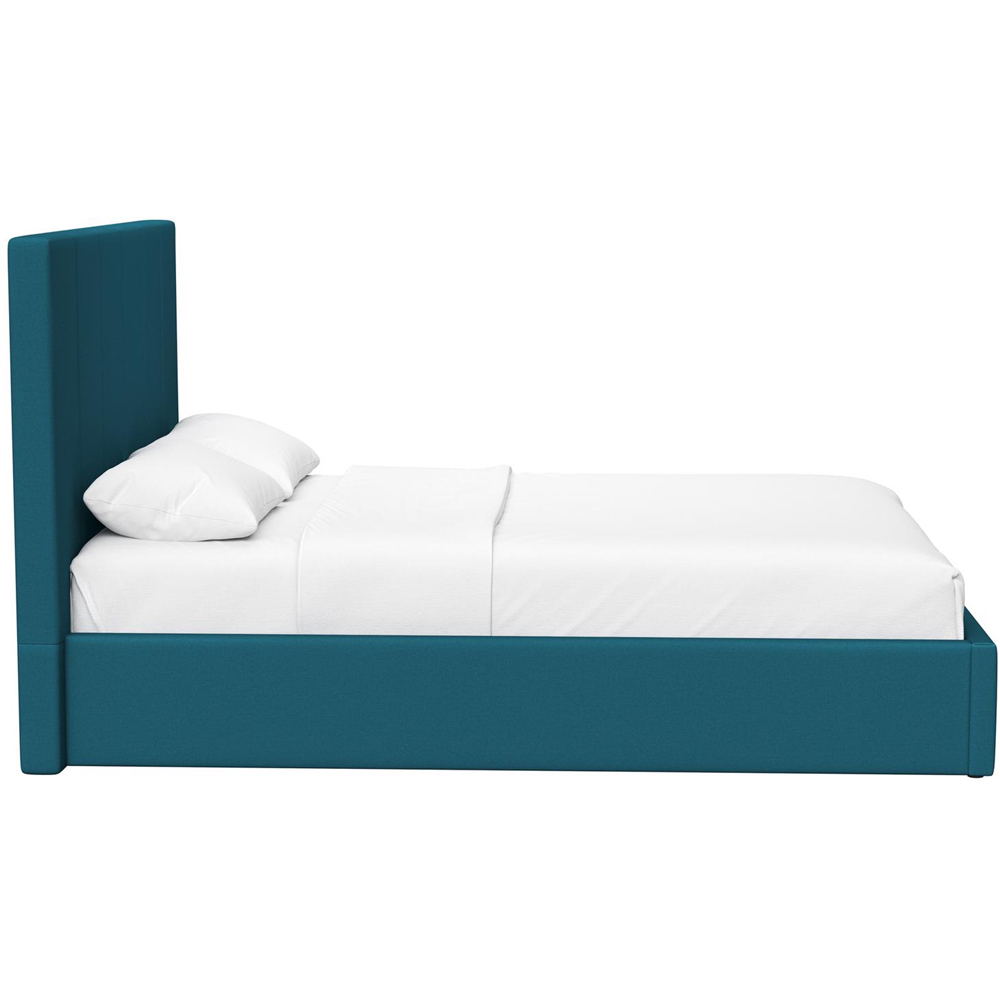 FWStyle Hoscar Double Dolphin Blue Upholstered Lift-Up Ottoman Bed Frame with Ribbed Headboard Image 6