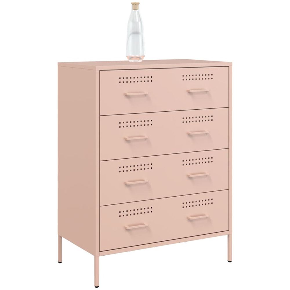 vidaXL 4 Drawer Pink Steel Industrial Style Sideboard Image 4