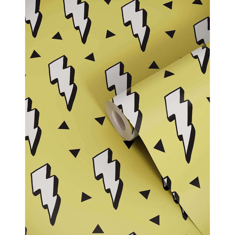 Bobbi Beck Eco Luxury Childrens Lightning Bolt Yellow Wallpaper Image 2