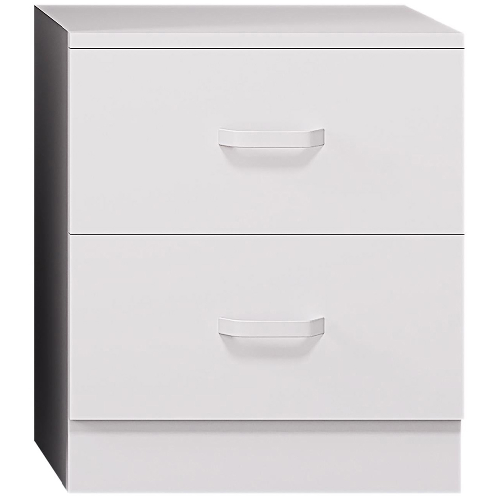 FWStyle Tunis 2 Drawer Matt White Bedside Table Image 3