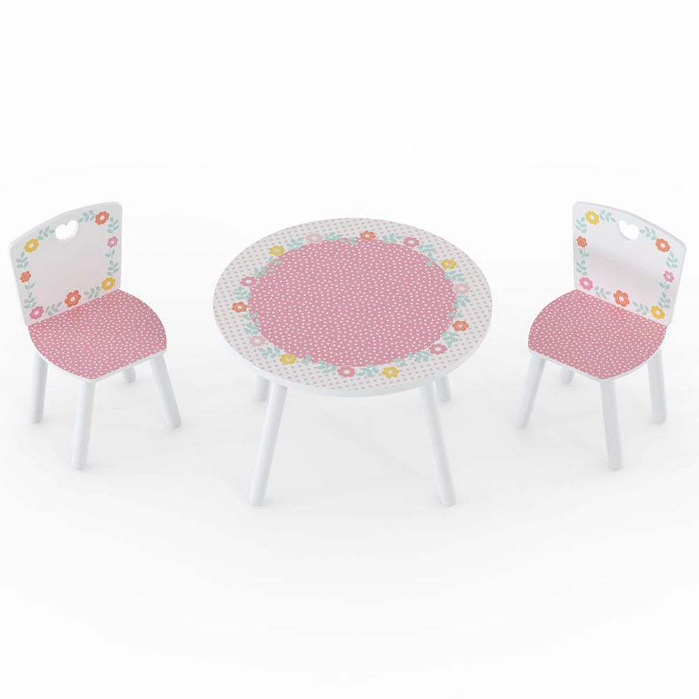 Kidsaw Country Cottage 2 Seater White and Pink Table and Chairs Image 3