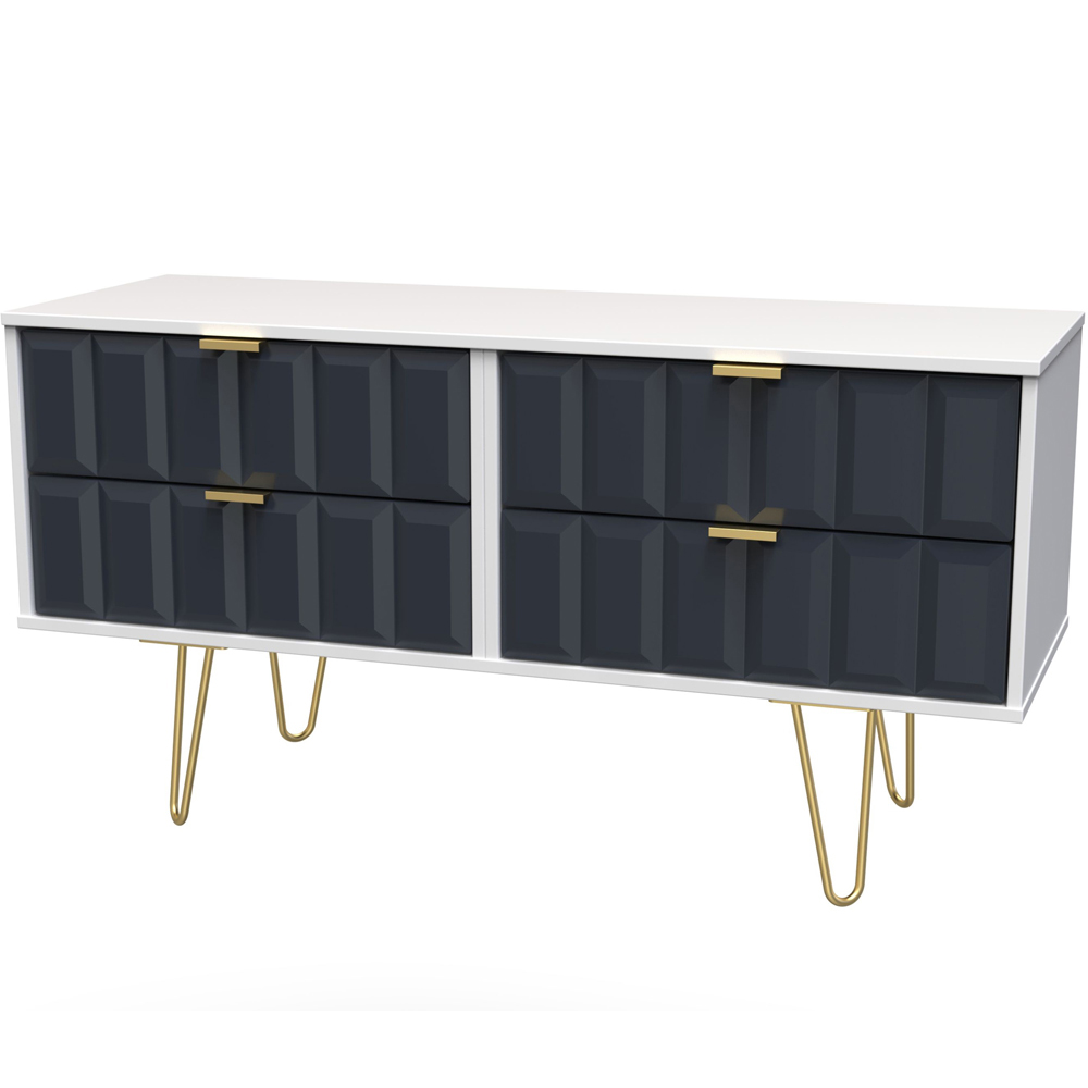 Crowndale Cube 4 Drawer Matt Indigo and White Chest of Drawers Ready Assembled Image 2