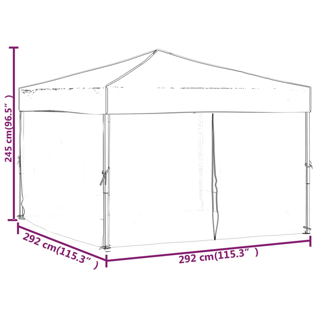 vidaXL 3 x 3m Red Foldable Party Tent with Sidewalls Image 9