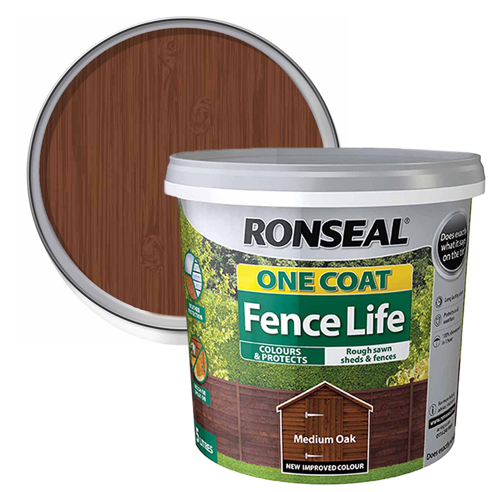 Ronseal Medium Oak One Coat Fence Life 5L Image 1