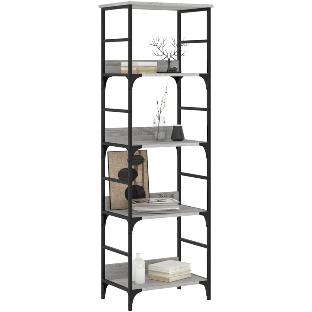 vidaXL 4 Open Shelf Grey Sonoma Bookshelf Image 2