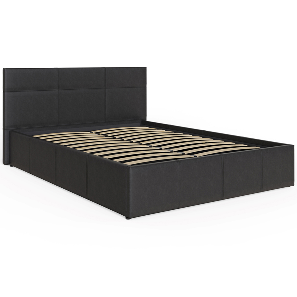 GFW Double Black Faux Leather End Lift Ottoman Bed with Bonnell Mattress Image 4