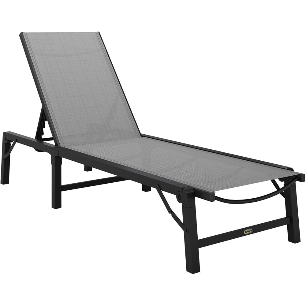 Outsunny Light Grey 5 Level Adjustable Folding Sun Lounger Image 2