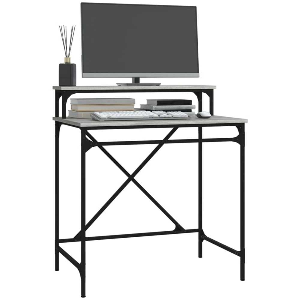 vidaXL Single Shelf Desk Grey Sonoma Image 3