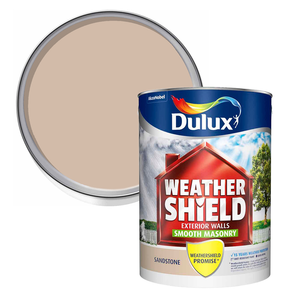 Dulux Weathershield Exterior Walls Sandstone Smooth Masonry Paint 5L Image 1