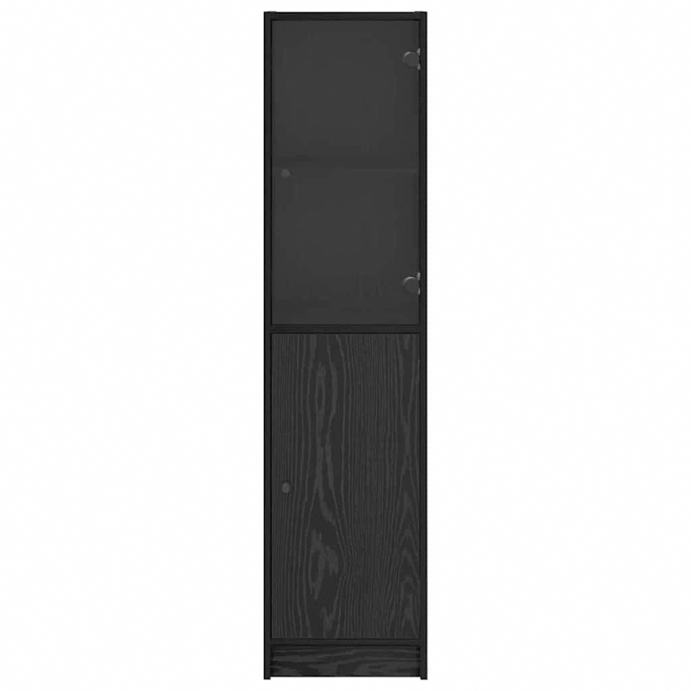 vidaXL 2 Door Black Oak Tall Slim Highboard Image 5