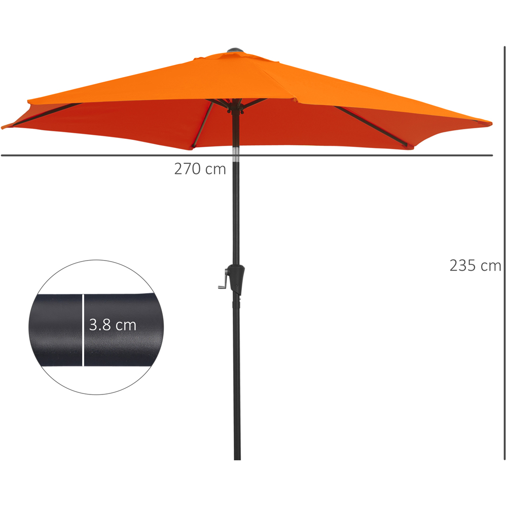 Outsunny Orange Crank and Tilt Parasol 2.7m Image 7