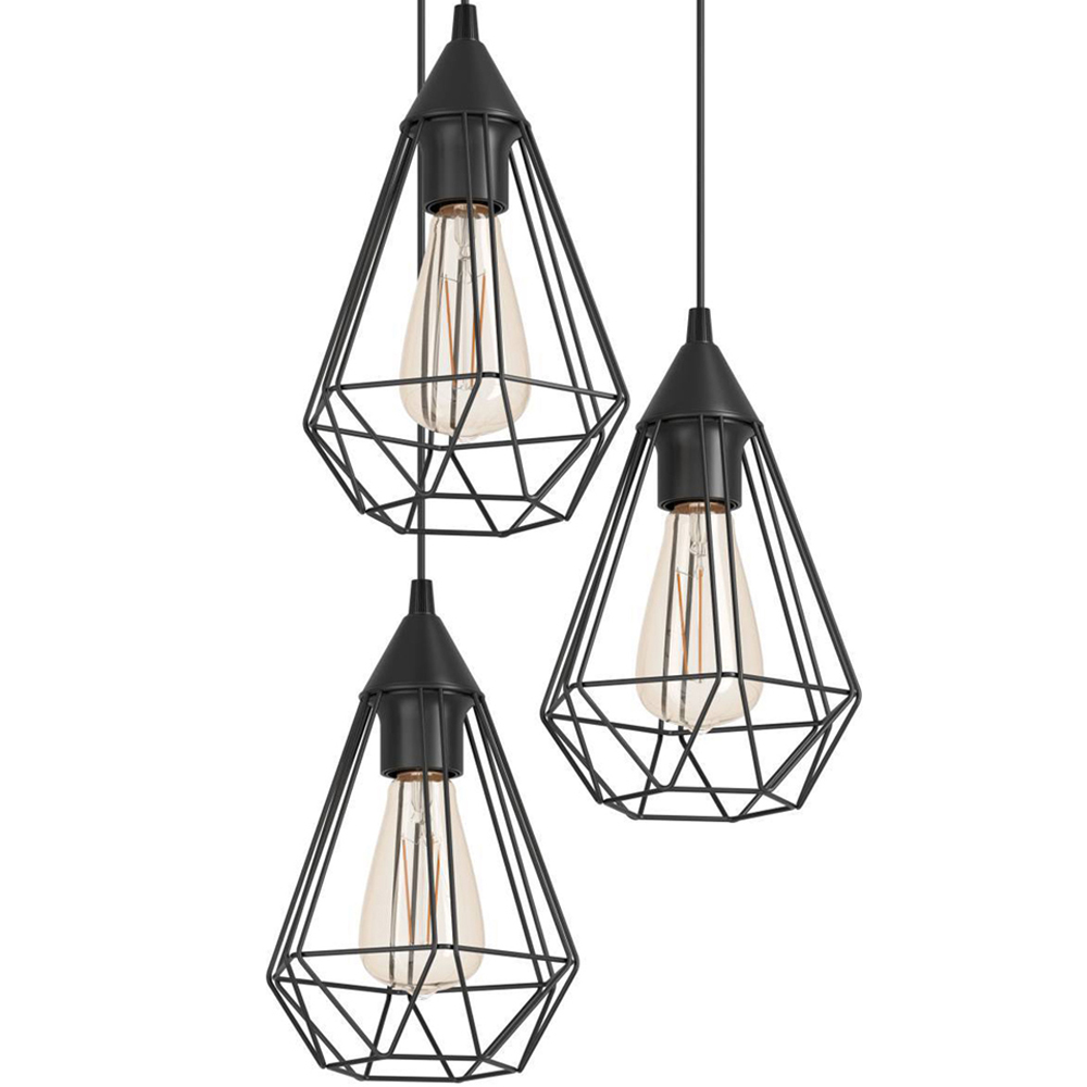 EGLO Tarbes Black Geo 3 Lamp Cluster Pendant Light Image 3