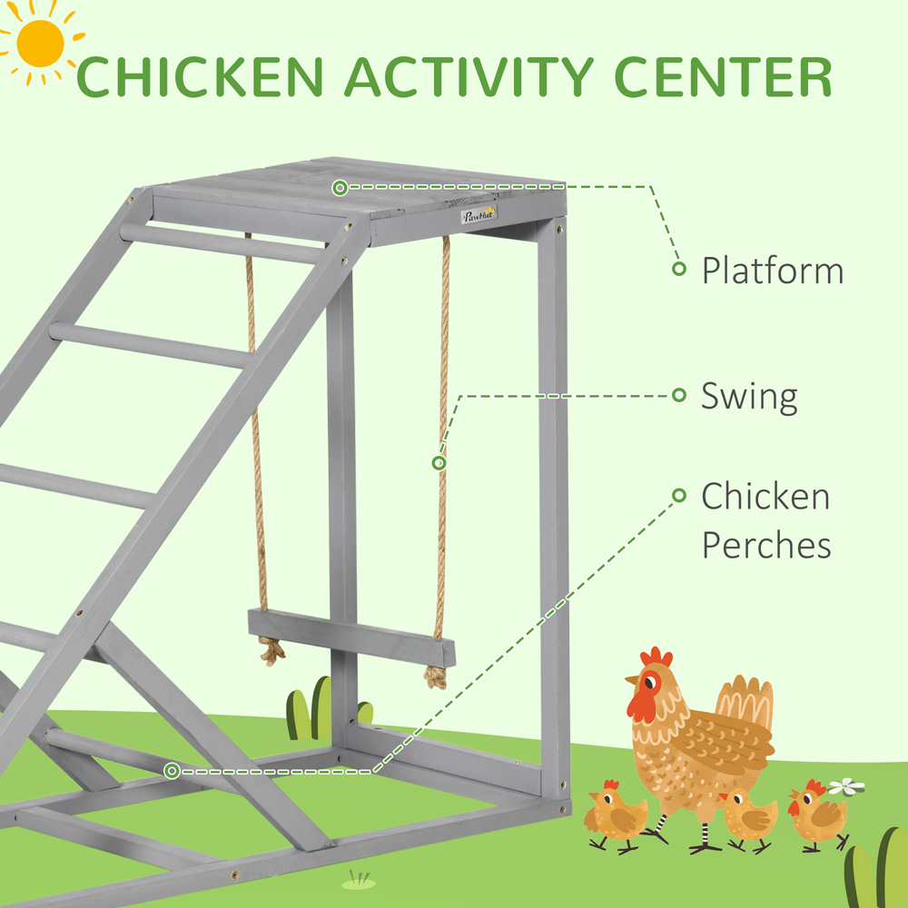 PawHut Grey 2 Chicken Coop Activity Play Set Image 4