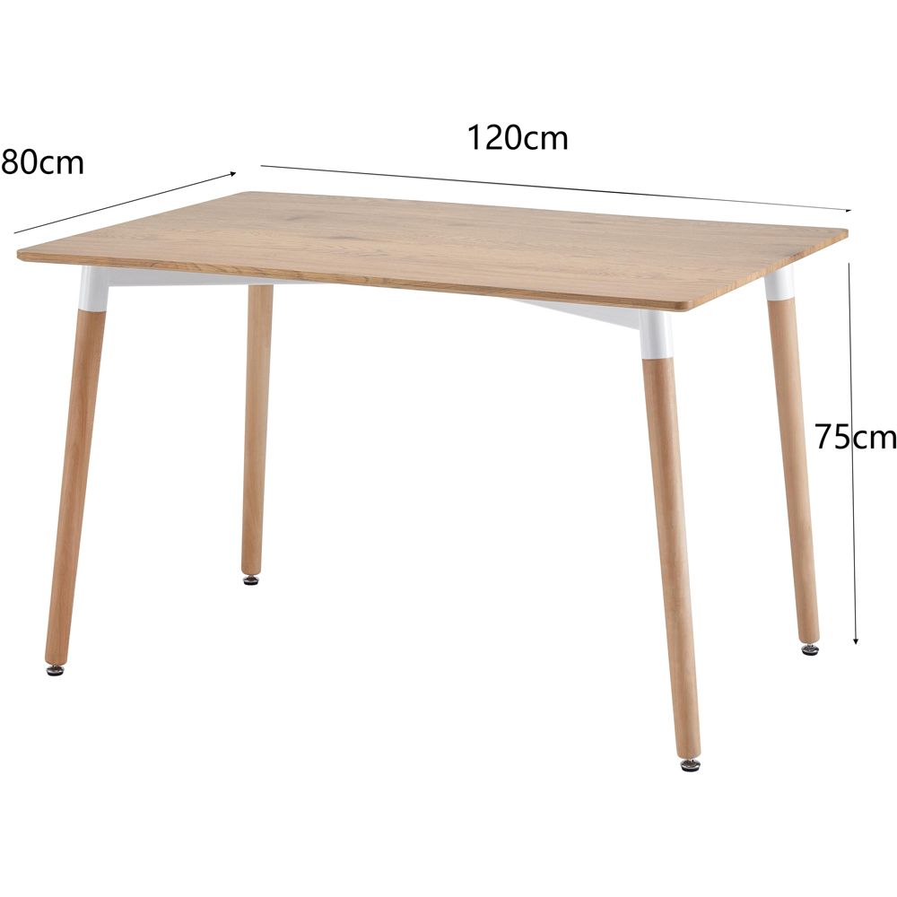Comfy Living 4 Seater Metal Detailing Dining Set Oak and Grey Image 8