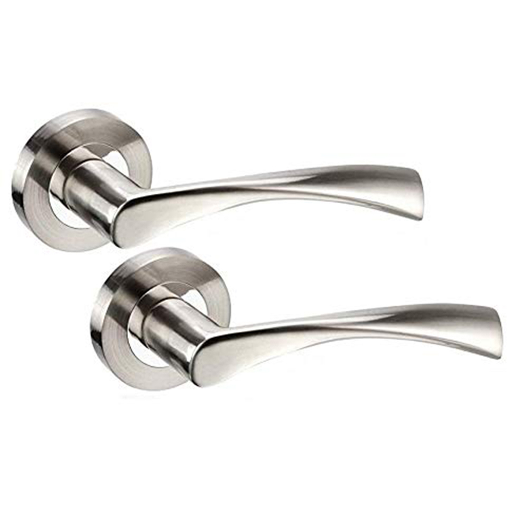 Golden Grace Chrome Astrid Round Rose Dual Classic Door Handle Pair 4 Pack Image 1
