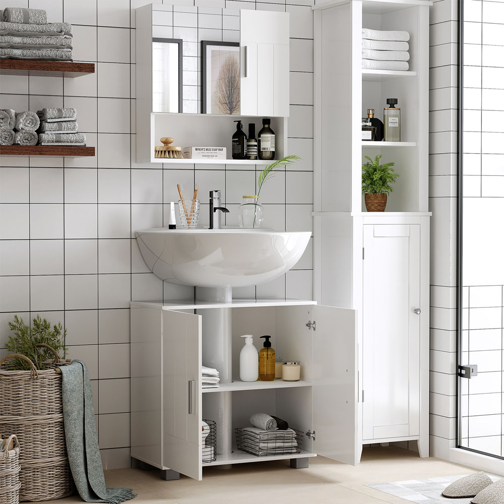 Kleankin White Organiser Mirror Bathroom Cabinet Image 3