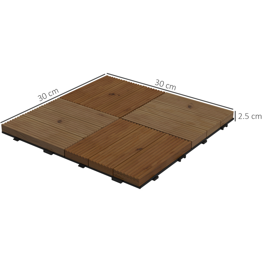 Outsunny Brown Wooden Deck Tiles 30 x 30cm 9 Pack Image 7