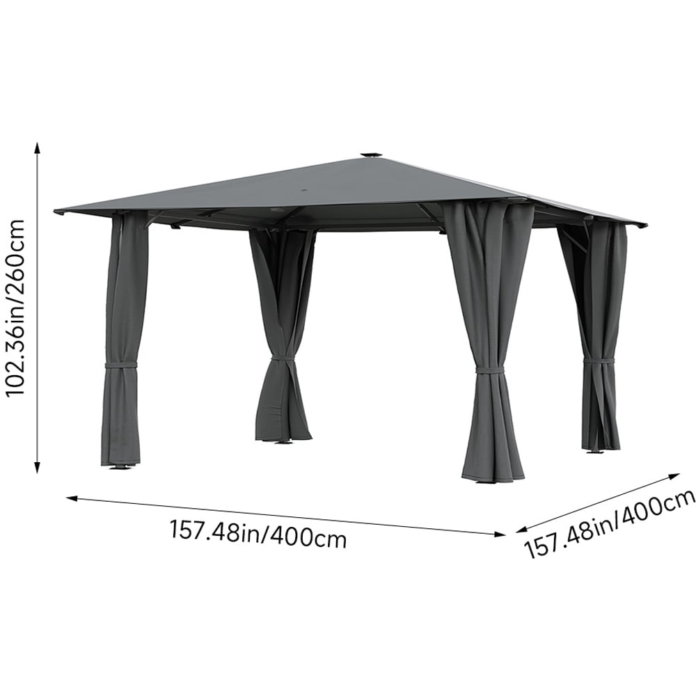 Living and Home Dark Grey Solar LED Metal Gazebo 4 x 2.6m Image 8