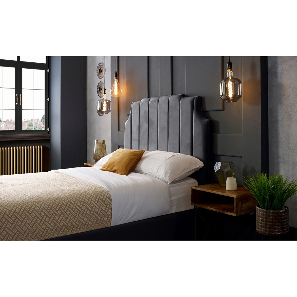 Eleganza Home Nelson Double Steel Plush Velvet Bed Frame with Headboard Image 4