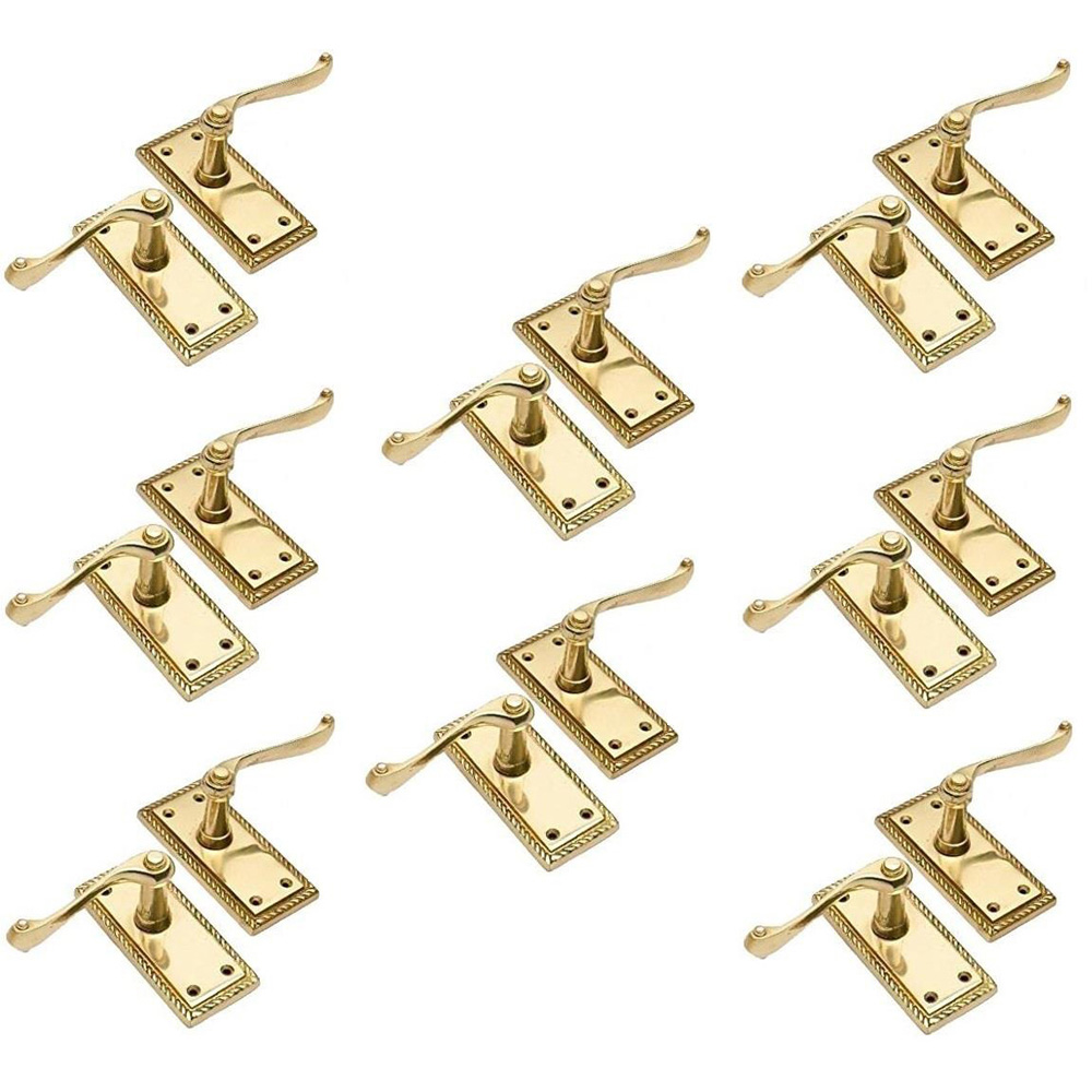 Golden Grace Georgian Polished Brass Lever Latch Door Handles Set 107 x 48mm 8 Pack Image 1
