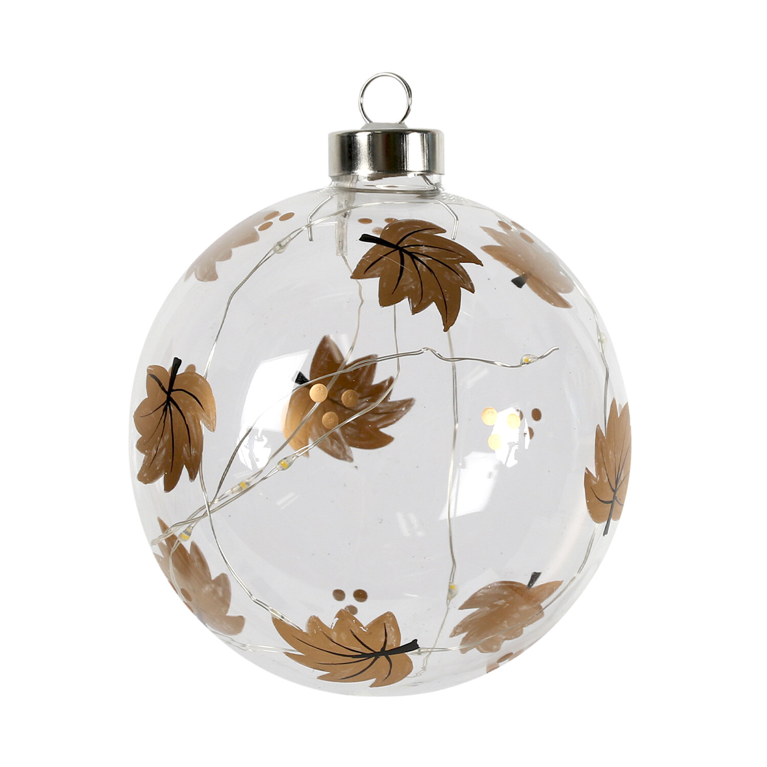 LED Clear Copper Leaf Christmas Bauble Image