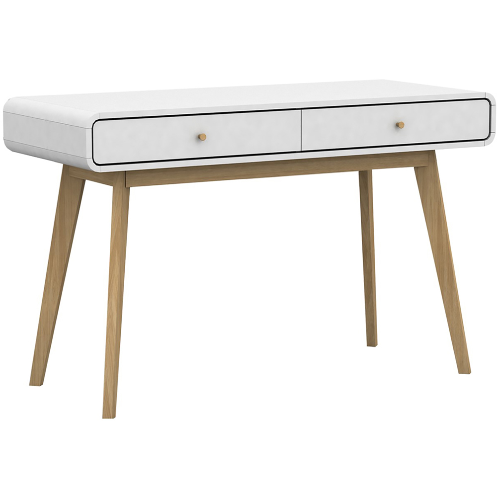 Loft24 Cassie 2 Drawer White Wooden Compact Desk Image 2