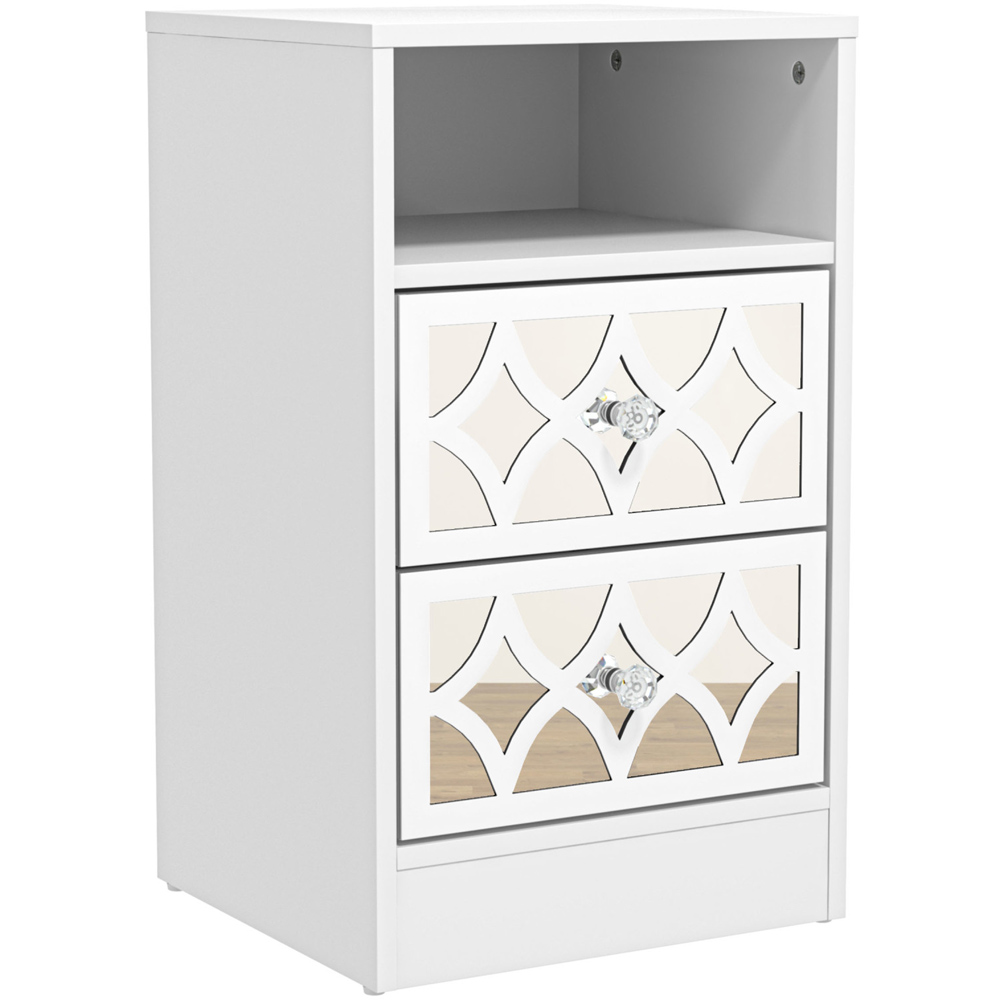 GFW Bodmin 2 Drawer White Bedside Table Image 3