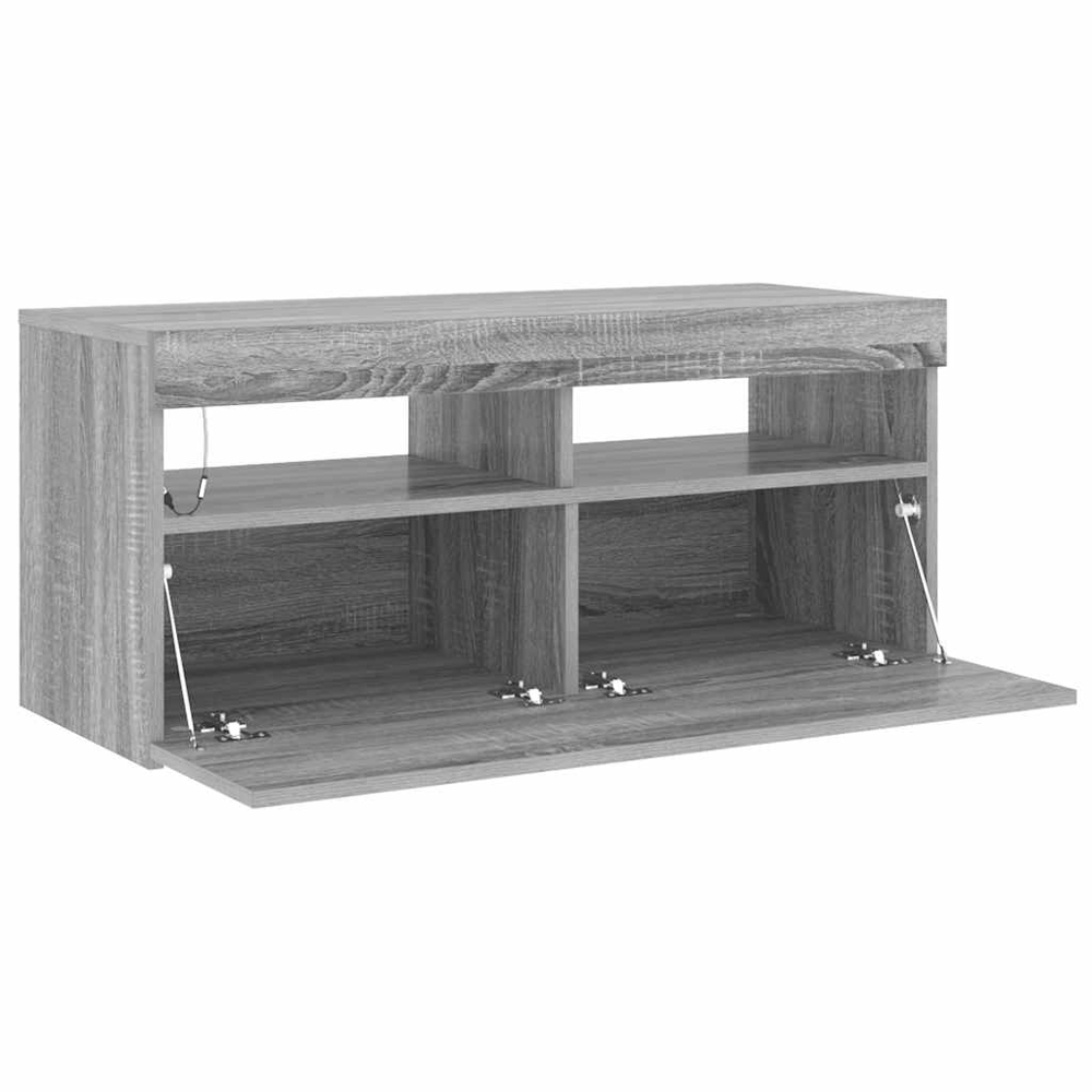 vidaXL Single Door 2 Shelf Grey Sonoma TV Cabinet with LED Lights Image 4